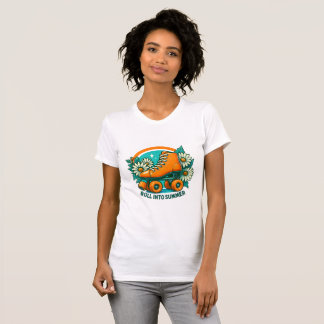 "Roll Into Summer" Retro Roller Schaats T-shirt