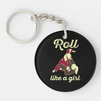 Roll like a Girl Brazilian Jiu Jitsu BJJ Sleutelhanger