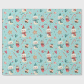 Roll, Naam op Whimsy Snowman Patroon 30-in x 6ft Cadeaupapier (Vlak)