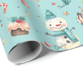 Roll, Naam op Whimsy Snowman Patroon 30-in x 6ft Cadeaupapier (Rol Hoek)