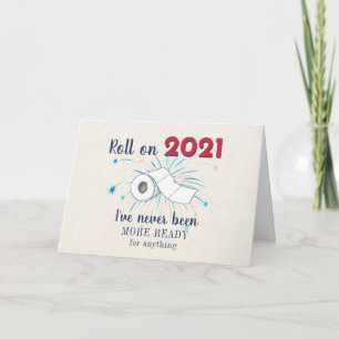 Roll On 2021 Nieuw Jaar Toiletpapier Herdenking Kaart