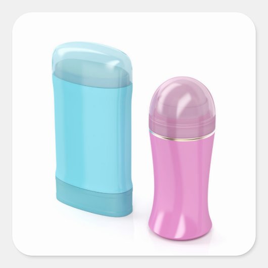 Roll-on en stick antitranspirerende deodorantia vierkante sticker (Voorkant)
