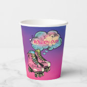 Roll op Roller Schaats Meisje Verjaardagsfeestje Papieren Bekers (Achterkant)