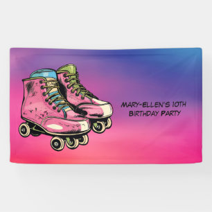 Roll op Roller Schaats Meisje Verjaardagsfeestje Spandoek