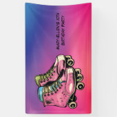 Roll op Roller Schaats Meisje Verjaardagsfeestje Spandoek (Verticaal)