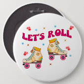 Roll Roller Schaats Retro Skater Lovers Ronde Button 6,0 Cm (Voorkant /achterkant)