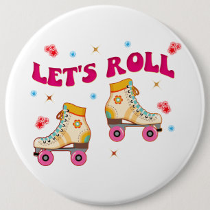 Roll Roller Schaats Retro Skater Lovers Ronde Button 6,0 Cm