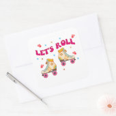 Roll Roller Schaats Retro Skater Lovers Vierkante Sticker (Envelop)