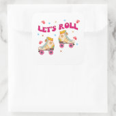 Roll Roller Schaats Retro Skater Lovers Vierkante Sticker (Tas)