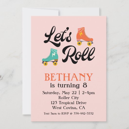Roll Roller Skate Anniversaire Invitation (Devant)