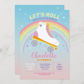 Roll RollerSkate Girls Invitation de fête d'annive (Devant / Derrière)