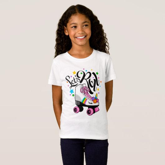 Roll Unicorn Roller t-shirt Roller pour les filles (Devant entier)