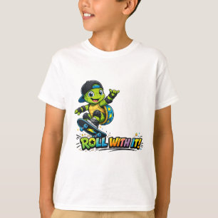 Roll With It Skateboarding Schildpad T-Shirt