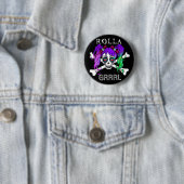 Rolla Grrl Punk Rock Roller Derby Button Pin (In situ)