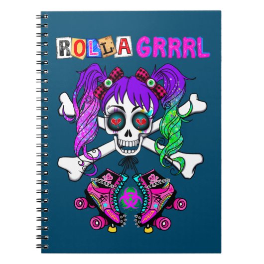 Rolla Grrl Punk Rock Skater Girl Spiral Notitieboe Notitieboek (Voorkant)