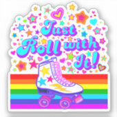 Rollen met het 70s-Schaats van Rainbow Roller Sticker (Voorkant)