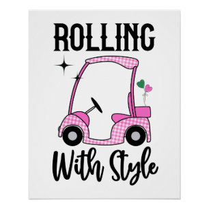 Rollen met stijl Grappige golfkar Perfect Poster