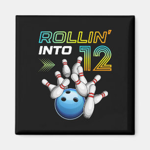 Rollen naar 12 Retro Bowling Verjaardagsfeest 12e  Magneet