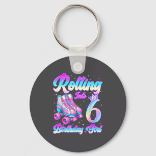 Rollen naar 6 jaar oud roller skating 6e verjaarda sleutelhanger