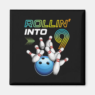 Rollen naar 9 Retro Bowling Verjaardagsfeest 9e Ve Magneet