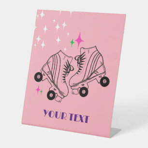 Rollen Schaatsen Roze orthday Disco Party Reclamebord Met Voetstuk