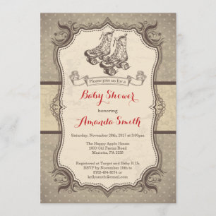 Rollend Baby shower Uitnodiging Vintage