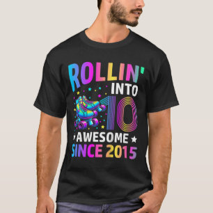 Rollend naar 10 jaar oude schaatsen 10e verjaardag t-shirt