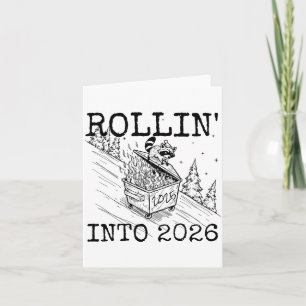 Rollend naar 2026 Wasbeer Grappig Nieuw Jaar Wasbe Kaart