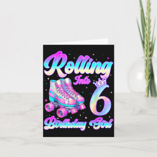 Rollend naar 6 jaar oude roller skating 6e verjaar kaart