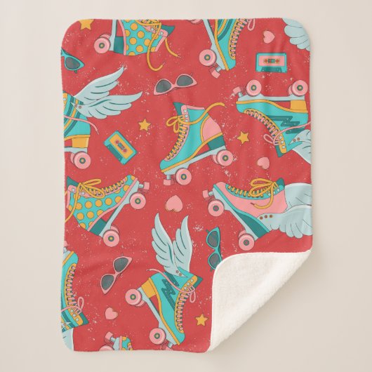 Rollende schaatsen in heldere kleuren, met en zond sherpa deken (Voorkant)