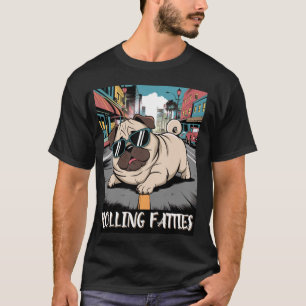 Rollende Vette Drollen Grappige Pug Meme Cool Pug T-shirt