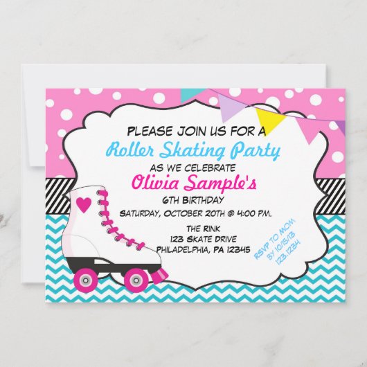 Rollenschaatsen Chevron Birthday Kaart (Voorkant)