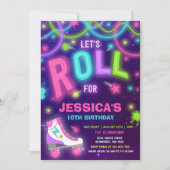 Rollenschaatsen Neon Glow Skating Party Kaart (Voorkant)