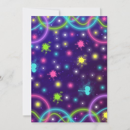 Rollenschaatsen Neon Glow Skating Party Kaart (Achterkant)