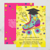 Rollenschaatsen Uitnodigingroze Kaart (Voorkant / Achterkant)
