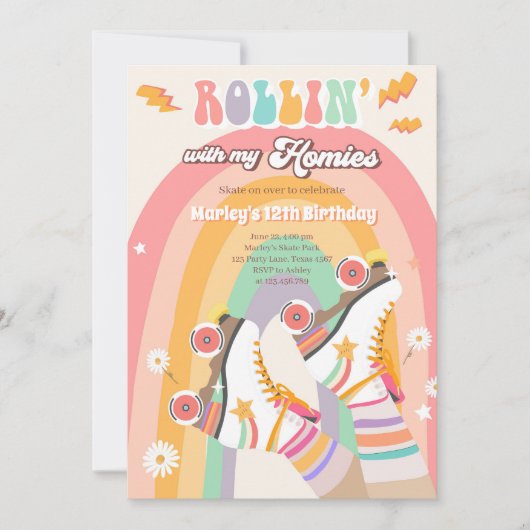 Rollenvakkering Schaats met roovy Birthday Party I Kaart (Voorkant)