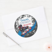 Roller Blade Grunge Red Birthday Party Ronde Sticker (Envelop)