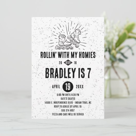 Roller Blading Anniversaire Fête Invitation (Debout devant)