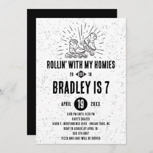 Roller Blading Birthday Party Invitation Kaart