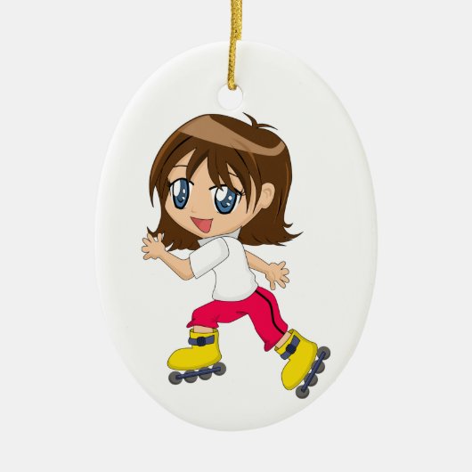 Roller Blading Girl Ornament (Voorkant)