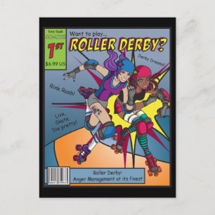Roller Derby Comic Briefkaart