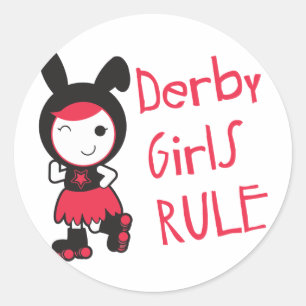 Roller Derby - Derby Girls Rule Ronde Sticker