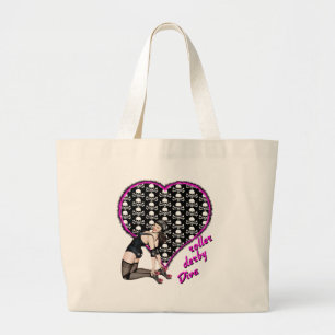 roller derby Diva Grote Tote Bag
