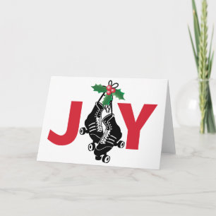 Roller Derby Girl, kerstschaatsen met Holly Feestdagen Kaart