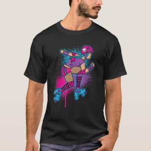 Roller Derby Girl Roller Skater met spuitverf D T-shirt