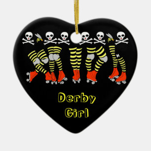 Roller Derby Heart Kerstversier Keramisch Ornament