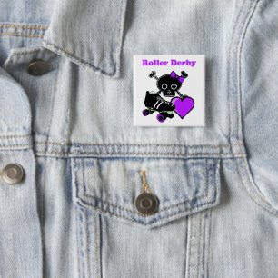 Roller Derby Heart (Paars) Vierkante Button 5,1 Cm