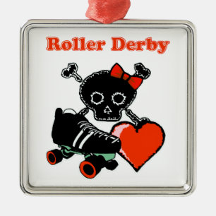 Roller Derby Heart (rood) Metalen Ornament