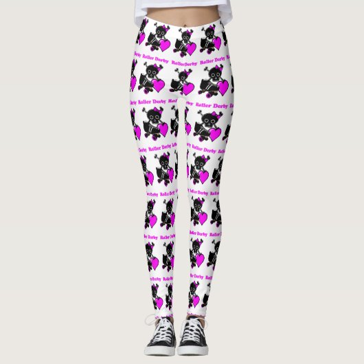 Roller Derby Heart (roze) Leggings (Voorkant)