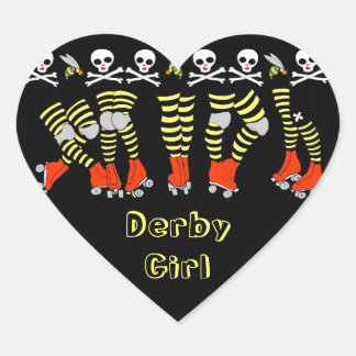 Roller Derby Heart Shaped Stickers